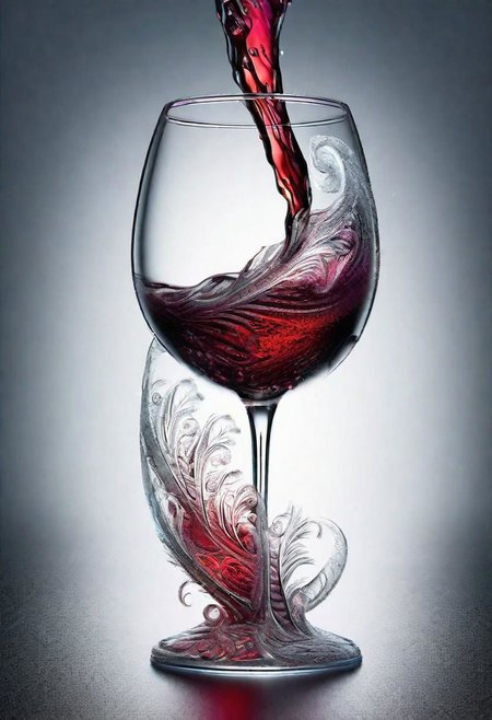 frozen glass of red wine, black background, extrimely detailed 8k wallpaper,  hight quality