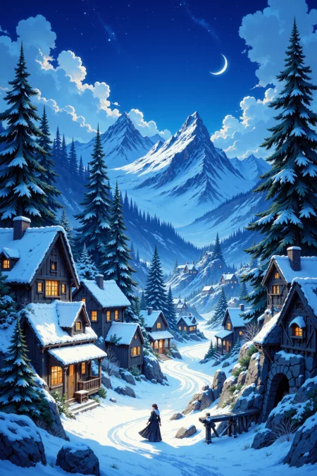ice village beautiful anime landscape, evening, woman, very intricate, very detailed, sharp, bright, colorful, <lora:Hand v2:0.5> <lora:Anti-Blur:1><lora:Insane Detail Slider:0.25>  <lora:flux.1_lora_flyway_Epic-detail_v2:0.3> <lora:fluxenhancer:0.25> <lora:ROWER:0.6> <lora:flux-charmer-v1-1:0.4> <lora:Colorful_Fantasy_Art_for_FLUX:1> fantasy art