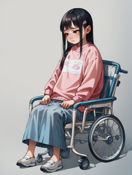 score_9,score_8_up,score_7_up,score_6_up,score_5_up,score_4_up,
1girl, asian girl, pretty, sorrowful, sad, black hair, thick pink sweater, wheelchair,
 <lora:sk3tchw4t3rXLP:0.8> sk3tchw4t3r,
 <lora:Photo 2 Style SDXL_LoRA_Pony Diffusion V6 XL:0.6>
 <lora:age_slider_v4:-4>