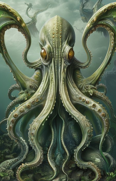 masterpiece,best quality,<lora:tbh225-sdxl:0.9>,illustration,style of Biological illustration,Cthulhu,structure,