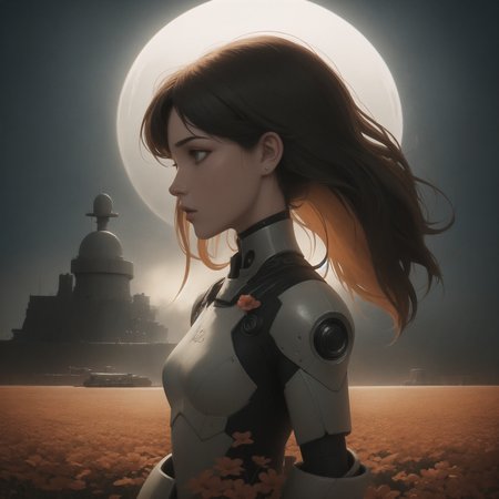 1girl, pretty Redshift render, stylized, 3/4 view profile of a Shadowy Haunted ("The Gulf War":1.3) , simple Kodak Ektar background, crowded flower field with Yew, Foggy conditions, FOV 90 degrees, sculpture art, <lora:biomanic:.8>cyborg, (romanticism art by Jean-Baptiste Carpeaux:0.7) , (Tom Bagshaw:1.1) , Dynamic, Energetic, Cubo-futurism, split lighting, Circular polarizer, Colorless, intricate, dark orange mist, award winning, artstation.  <lora:sdxl_lightning_4step_lora:1> <lora:Simon Stalenhag:.8> Simon Stålenhag Style