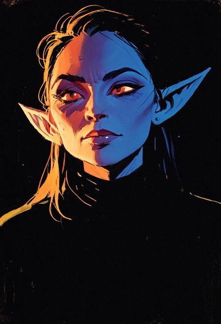 (resplendent highlighting) in the style of casual line and wash sketch, hauntingly beautiful, a drawing of a githyanki woman with, very small nose, pointed elf ears (detailed anatomy and defined musculature:1.0) prominent cheekbones, looking at viewer (elated expression:1.2), focus on the face, strong stance (ultraviolet hues:1.0) bill sienkiewicz and marilyn minter influence, high-contrast lighting, rough details, dark-black sweater, backdrop of salt flats and mono lake, aidmamj6.1, 3xpr3sgg0th1cn30n1nc4s3, ExpresHGothicNeonIncaseUOC, ExpresHGothicNeonIncase