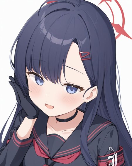 ichika \(blue archive\),1girl, halo, blush, hairclip, red_neckerchief, hands_on_another's_cheeks, simple_background, white_background, open_mouth, black_gloves, black_choker, black_serafuku, black_sailor_collar, solo_focus, upper_body, 1boy, long_sleeves, pov_hands
<lora:ichika_(blue_archive)_image2012_2023-11-27-000009:1>halo. gorgeous,key visual, vibrant, studio anime,award-winning, professional, highly detailed,high budget, cinemascope