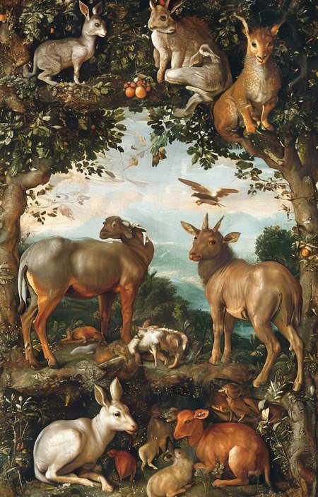 masterpiece,best quality,<lora:tbh193-sdxl:0.9>,illustration,style of Michelangelo Buonarroti, animals