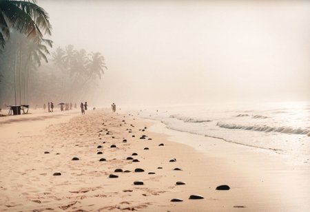 lith_argenta_BH1r,  instagram photo, a foggy beach in sri lanka, hard shadows, film grain