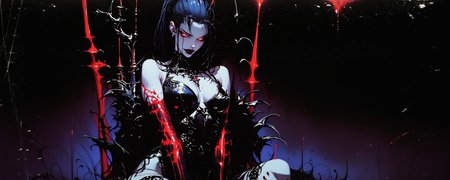 score_9, score_8_up, score_7_up, score_9, score_8_up, score_7_up, rating_explicit, solo:1.2, 1woman, devil horns, demon armor, very pale white skin, skindentation, dark eye shadow, eyeliner, black lipstick, large breast, cleavage, perky breast, black hair, very long dreadlock haircut, undercut, ponytail, red glowing eyes, hourglass body, large ass, thigh gap, Thigh high, tribal tattoo, smirk, arms crossed under boobs, ((sitting on throne)), dynamic pose, squeeze boobs, gothic bodysuit, sardonic and menacing, eyes contact, wrap breasts, garter, suspender belt, green fire light ambiance background, (cowboy shot:1.2), 43stl1ght1ng, low light, dramatic lighting, darkness, Expressiveh, r3dgl0w, sinozick style, flat color, dark theme, deep of field, volumetric lighting, source_realistic, vibrant colors,gthan, gothic,STNST, vintage, g0th1cpnk