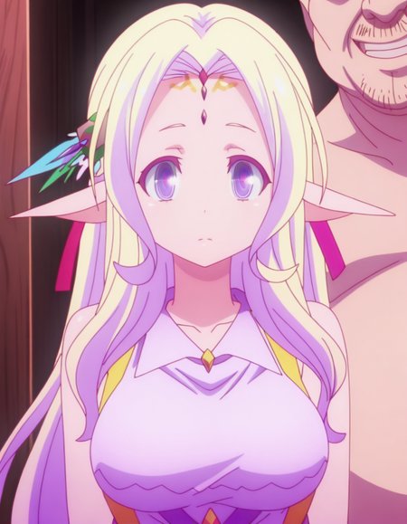 masterpiece, best quality, amazing quality,, <lora:fiel-nirvalen-s1-illustriousxl-lora-nochekaiser:1>, fiel nirvalen, long hair, blonde hair, hair ornament, purple eyes, pointy ears, elf, circlet, parted bangs, mature female, breasts, anime screencap, <lora:faceless-ugly-man-illustriousxl-lora-nochekaiser:1>, faceless ugly man, faceless, ugly man, fat, faceless male, fat, bald, mature male,,