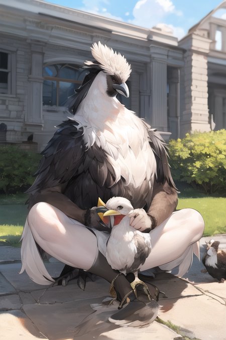 <lora:silkies_v03:1> no_humans, 
outdoors, silkie chicken, fluffy, holding_stuffed_sphinx_toy,, (masterpiece:1.2), (best_quality:1.2), (ultra_detailed:1.3),  8k, extremely_clear,