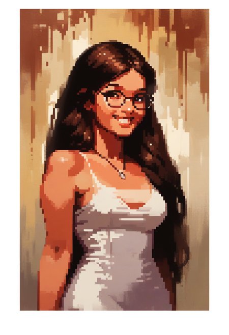 score_9, score_8_up, score_7_up, score_6_up, source_cartoon, 1girl, female, solo, femenine, petite, lean, pale skin, thick nerdy glasses, eyelids brown, brown eyes, soaking wet hair, long hair, brown hair, smile, diaphonous white dress, bronze necklace, medium breasts, female focus, official style, close up, perfect anatomy, perfect face, standing,  abstract beauty, beautiful, centered, looking at the camera, approaching perfection, dynamic, moonlight, highly detailed, watercolor painting, artstation, concept art, smooth, sharp focus, illustration, portrait