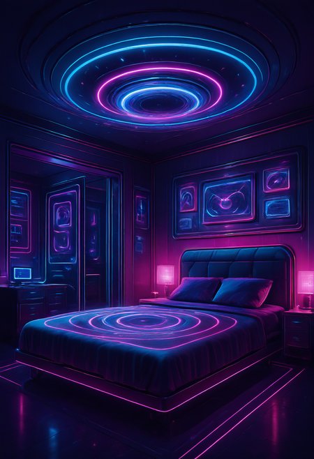 masterpiece, best quality,     D1sc0Pnk, bedroom,     <lora:DiscoPunk_IXL:1.0>,