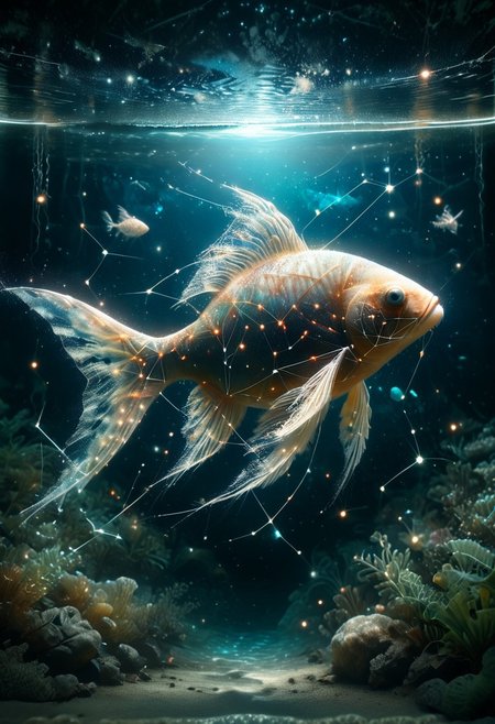 starry_morph, score_9, score_8_up, score_7_up,  
swimming fish by Greg Rutkowski and John Collier and Albert Aublet and Krenz Cushart and Artem Demura and Alphonse Mucha and Giuseppe Arcimboldo