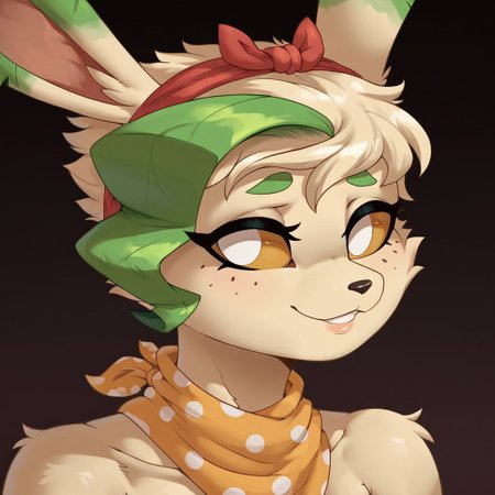 score_9, score_8_up, score_7_up, Expressiveh, masterpiece, best quality, highly detailed, realistic, (zPDXL3), 1girl, solo, (MalonG, furry, anthro, female canine, white eyes, amber sclera, black nose, green eyebrows, green hair strand, white hair, white body, short hair, freckles on face, red headband) ((face only, close-up, smile, closed mouth, teeth, happy, looking at viewer)), black background, simple background, uncensored, (((yellow neckerchief)))