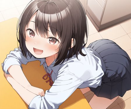 masterpiece, best quality, amazing quality, sfw, 1girl, solo, shirt, skirt, looking at viewer, smile, open mouth,   <lora:kusakashi style ILL-v2:1.2> kusakashi