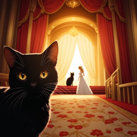 cinematic film still anime artwork,  cfb, cat foreground <lora:Meme_soph-PhotoBombv2-SDXL:0.8>, wedding background . vibrant, studio anime, highly detailed,  ((art by CLAMP)) (cel shading), line art . shallow depth of field, vignette, highly detailed, high budget, bokeh, cinemascope, moody, epic, gorgeous, film grain, grainy