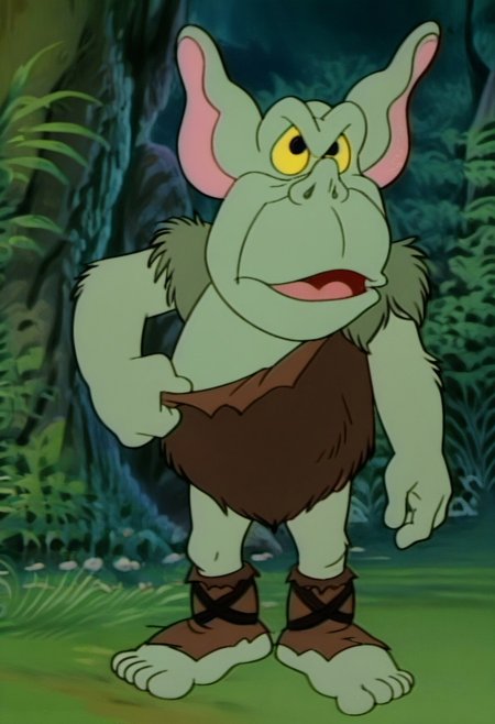 score_9, score_8_up, score_7_up, score_6_up, score_5_up, score_4_up, source_furry, solo,
Toadwort_GB, Toadwort, disney, ogre, green skin, furry shoulders, green shoulders, yellow sclera, black eyes, animal ears, pink inner ear, upturned nose, long philtrum defined bottom lip, large head, large feet, big feet, five toes, animal hide leotard, leather outfit, tarzan outfit, leather foot wrappings, tied foot wrappings, ankle wrappings, forest background, nature background
