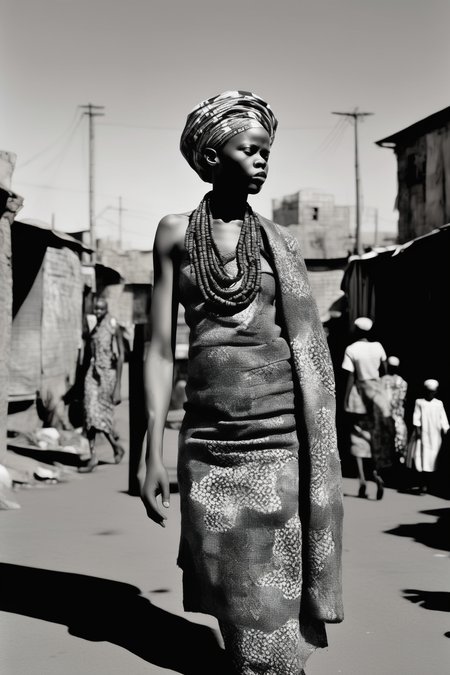 <lora:Zanele Muholi Style:1>Zanele Muholi Style - Bold and Vibrant Street Photography, capturing the diversity and vibrant energy of African cities through candid shots of everyday life, celebrating the spirit of the people and the beauty of the urban landscape.