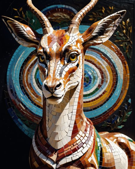 score_9, score_8_up, score_7_up, intricate details, rating_safe,
 <lora:MosaicStyle:1>,
1boy(Mosaic, made from colored stone pieces, 
antelope, 
full body, looking at the viewer, solo, smiling), black background, 
<lora:ral-chrosc-clr:0.3>, ral-chrosc-clr,
<lora:xl_more_art-full_v1:0.3>,
<lora:add-detail-xl:0.3>