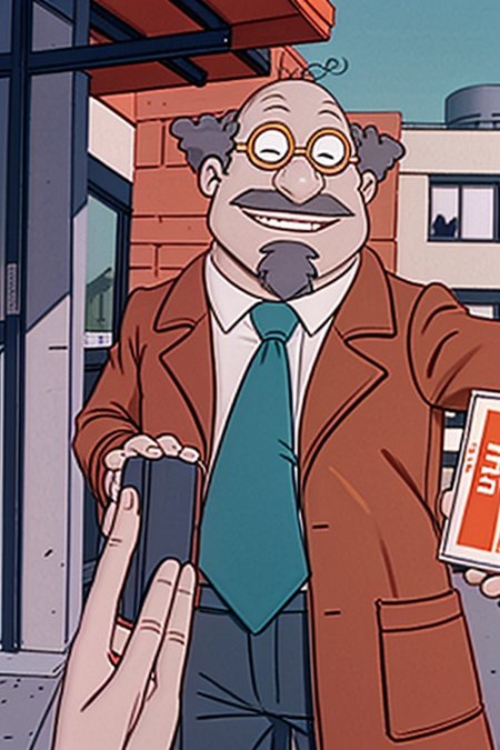 <lora:Dr_Werner_P_Lipschitz:0.95> dr_lipschitz, <lora:l_32:-0.6>, standing, brown coat, green tie, glasses, smile, outdoors, <lora:LCM_SD15:1.0>