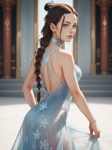 score_9, score_8_up, score_7_up, score_6_up, score_5_up, score_4_up, intricate, highly detailed,
katara wearing an (ice dress), <lora:ice_dress-PD-1.0:1>,
avatar: the last airbender,