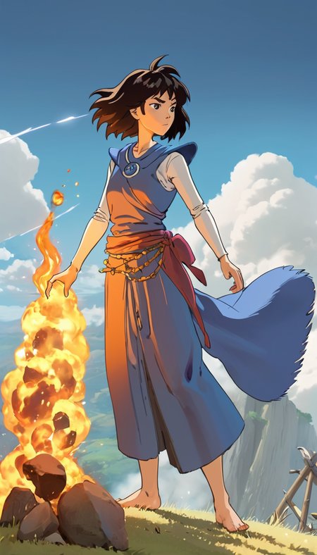 Cinematic scene, hero view, d4s sorceress, action pose, detailed background, masterpiece, best quality, high quality, absurdres <lora:diablo_4_sorceress_xl_v3:1>, (Studio ghibli style, Art by Hayao Miyazaki:1.2), Anime Style, Manga Style, Hand drawn, cinematic, Sharp focus, humorous illustration, big depth of field, Masterpiece, concept art, trending on artstation, Vivid colors, Simplified style, trending on ArtStation, trending on CGSociety, Intricate, Vibrant colors, Soft Shading, Simplistic Features, Sharp Angles, Playful