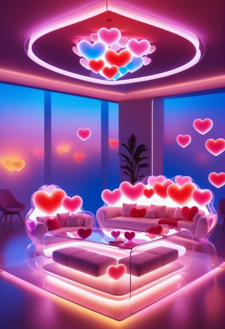 an interior with furniture made out of reij-trnsprnt filled with reij-hrts light by reij-glow <lora:heartglow-000006:1>, (Hex Nut Pokémon:1.1) , Pure, Chairperson, it is dressed in [Haitian|Navajo] Scoop neck top, Bokeh, atmospheric perspective, aesthetic, dynamic composition, highly complex, luxury, complex, cinematic perfect intricate stunning fine detail, perfect background