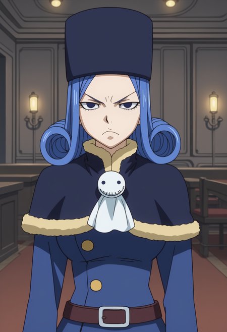 score_9, score_8_up, score_7_up, anime screencap, BREAK, 1girl, (solo:1.2),   <lora:DX888Juvia:1>, juvia lockser, blue hair,  curly hair, blue eyes, short hair, hat, dress, belt, capelet, fur trim, teruterubouzu,   ,   BREAK   Giving thumbs up,  upset, angry, frown, pout, averting eyes, closed mouth, :t,v-shaped eyebrows, cheek bulge, half-closed eyes,  futuristic research facility, bright lights, cold colors, white lights , interfaces, pipes,