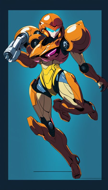 Cinematic scene, hero view, Samus Aran <lora:samus_aran_xl_v1:1>, action pose, detailed background, masterpiece, best quality, high quality, highres, absurdres, Vector art, Vivid colors, Clean lines, Sharp edges, Minimalist, Precise geometry, Simplistic, Smooth curves, Bold outlines, Crisp shapes, Flat colors, Illustration art piece, High contrast shadows, Technical illustration, Graphic design, Vector graphics, High contrast, Precision artwork, Linear compositions, Scalable artwork, Digital art