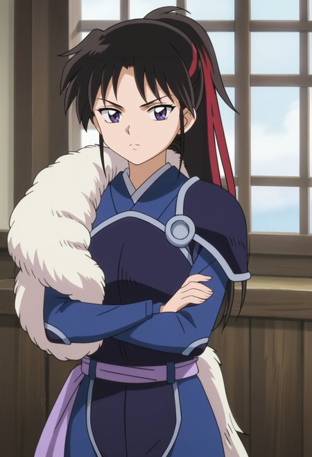 source_anime,anime screencap, anime coloring,intricate details,rating_safe, masterpiece, best quality,
(best quality, absurd res, ultra detailed),,(4 finger:0.5),1girl, ((solo)), good eyes,perfect eyes,,detailed eyes, zPDXLxxx , zPDXL3, OverallDetail,detailed, detailed face
BREAK
solo,indoors,standing,front view,
setsuna, 1girl, black hair, multicolored hair, ponytail, purple eyes, armor, crossed arms,
serious
, <lora:add-detail-xl:2> <lora:Setsuna_Inuyasha-Yashahime:0.8>