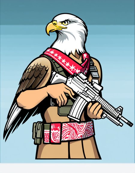 archerlora, 1eagle with machine gun and bandana