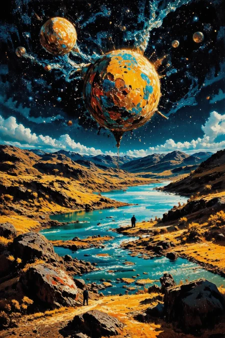 asteroid, beautiful  Norwegian surreal landscape, couple kissing, vivid colors, colorful, multilayer paint splash style, <lora:Hand v2:1> <lora:Anti-Blur:1> <lora:Insane Detail Slider:0.5>   <lora:Flux.1_Turbo_Detailer:0.6>   <lora:flux-photo-transparent_Alpha_1.0:0.8> <lora:flux.1_lora_flyway_Epic-detail_v2:1>   <lora:Painterly01b_CE_FLUX_AIT:0.8> pntrlyCE_style <lora:PsykeV1:1>  <lora:VividlySurreal:1>