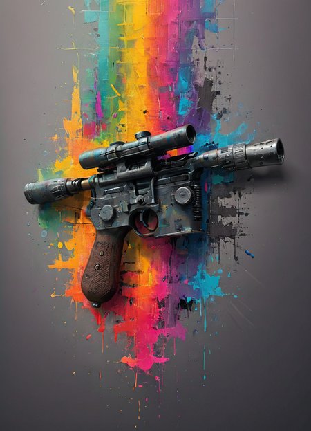 advertsing add for a dl44blstr, highly detailed, cinematic, colorful,
 <lora:ArtfullyME_SDXL__v1:0.8> Artme <lora:Blastech_DL-44_Heavy_Blaster_Pistol_SDXL:0.8> dl44blstr