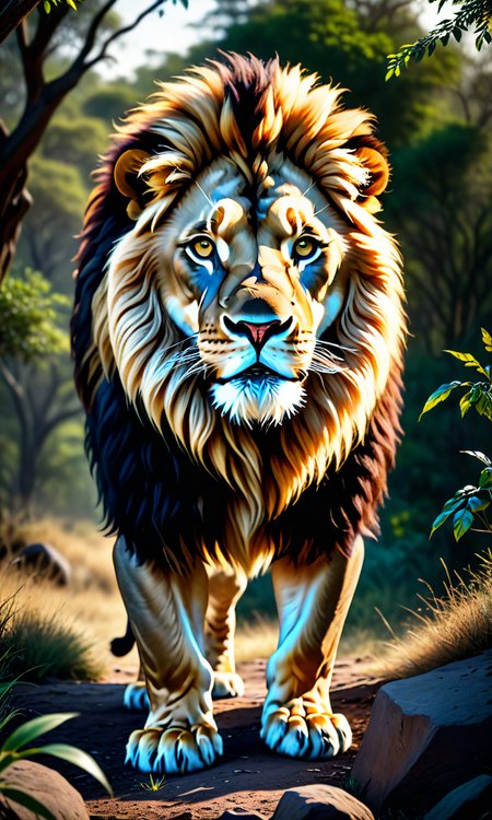 A Lion in the wild, Breathtaking, 8k resolution, extremely detailed, beautiful, establishing shot, artistic, hyperrealistic, ultra realistic render, extremely fine details, like-like render, cinematic lighting, dramatic lighting, masterpiece, light brazen, extremely detailed and beautiful face, 150mm, HDR10 <lora:Fast:0.69>
