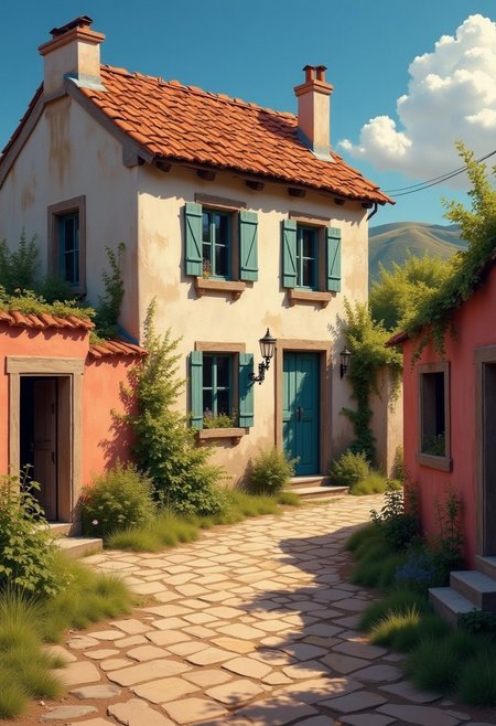 In the style of primitivism. (Leonardo da Vinci. Elson Peter, Diego Inker, Peter Mohrbacher, Karol Bak). pastel colors, special writing technique. synthesis of primitive forms with the construction of painting techniques.. aesthetics. colorful oil painting. old dilapidated houses that have retained their beauty and charm... (masterpiece, best quality, ultra-detailed 1.6), illustration imbued with the meaning of cypherpunk aesthetics, horror myth. Leonardo da Vinci. Eternal mystery.