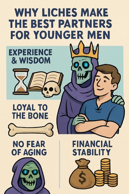 an infographic for why liches make the best partners for younger men