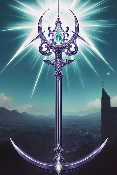 MagicItem_v1, fantasy, cross, cross-shaped scepter, masterpiece, high detailed, elegant, majestic, detailed, pretty, beauty, perfect, sleek, world morph, front facing position, perfect morph, divine, heavenly, excessive energy, holy