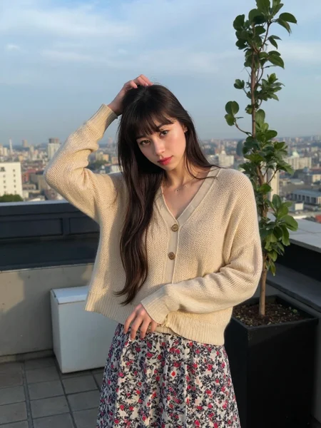 There are wonderful studio lights and various reflections,
18yo beautiful cute girl with blushing and female orgasm.skin naturally showing the texture of blood vessels and detailed pale skin,
--,
<lora:Nakajo_Ayami_f1:1>,she is Nakajo Ayami,
(Knit_cardigan:1.4),(Printed_midi_skirt:1.3),(Slip-on_sneakers:1.2), a elegant girl posing,Cornrows Hair,gradient hair,a city rooftop apiary,epic Detailed illustration vibrant extremely hyper aesthetic,Phase One XF IQ4 150MP,key light,, #ä¼éåå¸èæ¯