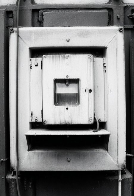 detailxl, 80sc1nemat1c5tyle, creamy bokeh, black and white, colorless, monochrome, BREAK, electricity box