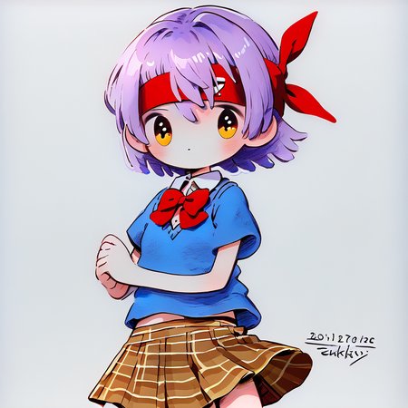 <lora:zukky000-10:1.5>  <lora:ayane-v2-ponyxl:0.8> ayane, headband, school uniform, red bow, dark blue sweater vest, light blue shirt, short sleeves, plaid skirt, brown skirt, microskirt