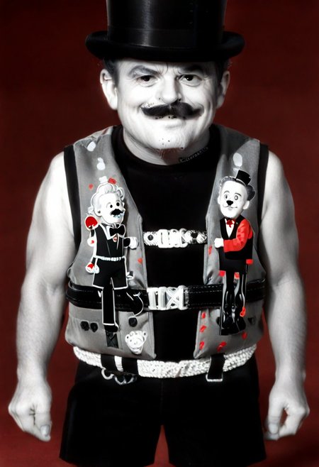 ((((((black and white,black shirt, belt, stubble, red theme, shorts, greyscale, 1boy, life vest)))))),((small man with mustache, top hat, kenbis, chibi, chibi, male only, male, male chibi, monocle, art deco, thick mustache, comically large mustache, handlebar mustache, tiny, multiple men, shrunk, microxl, some little guys,  high angle, from above)), bwMovies, realistic, photo, vintage photo, ((very small man, small man, a small man, a man who is small, a small man)), an unapologetically small human male, black and white, smiling, very happy, euphoric, ecstatic, wonderful small men, large smile, huge smile