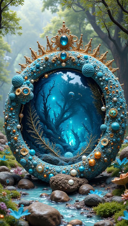 masterpiece, 4k, 8k, sharp, a intricate representation of a planet made of mantaray. There are pearl that are cyan and embedded inside of the crown, the light is cinematic during day in a pleasant nature setting.
detailmaximizer, Midjourney_Whisper <lora:[Flux1]_flux_vividizer:0.3> <lora:[Flux1]_scenery_lora_comfy_converted:0.2> <lora:[Flux1]_Opal_Fantasy_Flux:0.5> <lora:[Flux1]_aidmaPsychadelicChaosWorld-FLUX-v0.1:0.3> <lora:[Flux1]_aidmaImageUpgrader-FLUX-V0.1:0.1> <lora:[Flux1]_midjourney_whisper_flux_lora_v01:0.1>