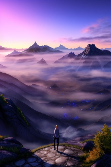 concept-art landscape, with pants and a sweater and shoes