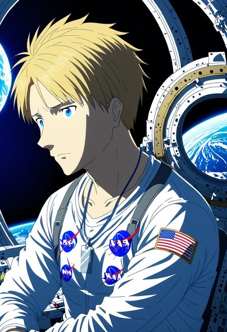 high resolution, solo, best quality, 1Boy, Yamato Ishida, Blond Hair, Blue Eyes, Necklace, documentary, Rocket Engineer, Nasa, OverallDetail