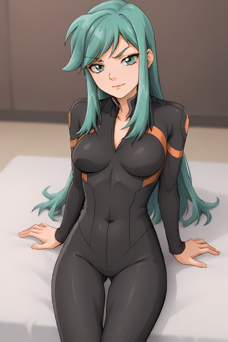 (bodysuit:1.60), cra-billy, green eyes, eyeliner, green hair, bangs, swept bangs, long hair, sidelocks, 
medium breasts, 1girl, solo, skinny, (source_anime, score_9, score_8_up, score_8, score_7_up), score_7, score_6_up, score_6, score_5_up, score_5, 
(lewd:1.10),
(indoors:1.10),
(sitting:1.20), (feet:1.10),
<lora:cra-billy-V04-000003:1.00>