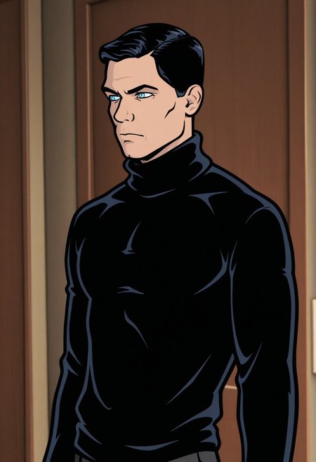 masterpiece,best quality,amazing quality, 
sterlingarche, 1boy, male focus, solo, blue eyes, black hair, shirt, black shirt, turtleneck, long sleeves, serious,