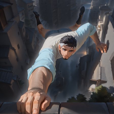 <lora:SOS_Climbing:1>SOSCLB,climbing, floating hair,scenery, from above,
facial hair, beard, very short hair, <lora:face_Artist6p-10:.55>, Artist6p, Artist04p, facial hair, beard, black hair, blue eyes, blonde hair, white hair, 
cowboy shot, aixiwuganda_(20222192), (artist:niichi \(niichi21\):0.5), (artist:jezz mons art:0.8), (artist:my eight:0.8), facial hair, stubble,
muscular male, bara, mature, asian, (hairy, hairy body), short hair, male focus, facial hair, ((sweater vest,))
very awa, masterpiece, best quality, absurdres, newest, perfect quality, detailed background, intricate details,
<lora:slider_Body Type_alpha1.0_rank4_noxattn_last:1><lora:style_Anime Summer Days 2 Style SDXL_LoRA_Pony Diffusion V6 XL:.6><lora:style_Low-Key Lighting Style - pony:.5>, DARK, DARK BACKGROUND, LOW-KEY LIGHTING <lora:slider_cfg_scale_boost:.7>
