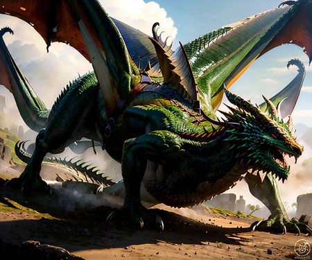 EdobDragon, green dragon, (realistic:1.5), <lora:EdobDragon_v1.0:1>