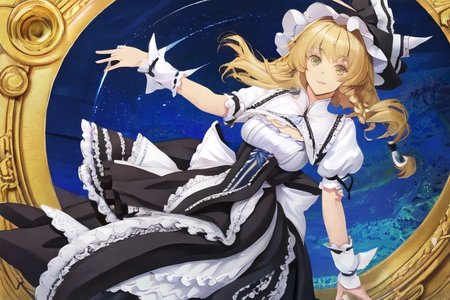 solo, 1girl, solo_focus, (((masterpiece))), ((best quality)), ((ultra-detailed)), ((too_many)):16, high resolution, absurdres, highres, ultra-detailed 8k unity wallpaper, 
kirisame_marisa_(curiosities_of_lotus_asia), kourindou marisa, huge_breast,
