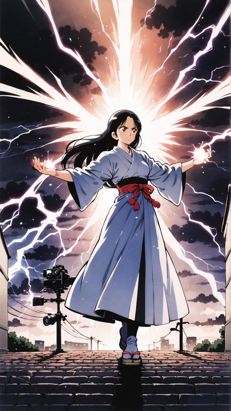 score_9, score_8_up, score_7_up, BREAK   <lora:Adachi_XL_PONY:1>
1girl, long hair, black hair, red eyes, lightning, magic, storm, detailed background, intricate details, highly detailed, ultra detailed, hyper detailed, complex background, night, city, street, glowing, soft lighting, highres, masterpiece, best quality, anime screencap, traditional clothes, white outfit, dynamic pose, casting lightning magic, intense expression, powerful atmosphere