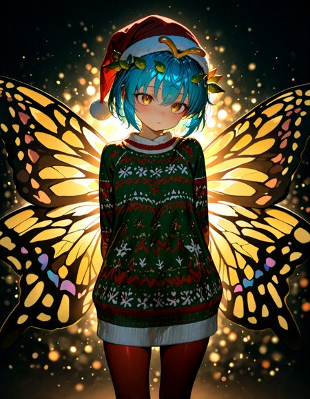Christmas, dress, red pantyhose ,santa_hat ,Christmas sweater,
1girl, solo,  eternity_larva , soft lighting,
masterpiece, best quality, amazing quality, very aesthetic, absurdres,  newest, (volumetric lighting),
<lora:world_christmassweater:0.5>,<lora:cfg_scale_boost:0.5>, <lora:ponyv5_noobE11_1_adamW:0.5>, <lora:illustrious_noobai_epsilon_pred_1_best_quality_v1:0.5> ,<lora:illustrious_noobai_epsilon_pred_1_masterpieces_v1:0.5> ,<lora:illustrious_noobai_epsilon_pred_11_very_aesthetic_v1:0.5>