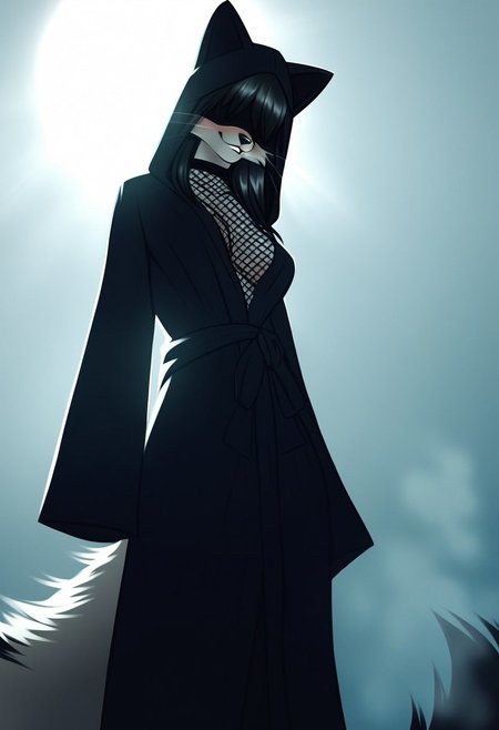 (((black hair))), long hair, (((bangs over eyes))), (((black blindfold))), 1girl, russian, Caucasian, (Cinematic Angle),
<embedding:zPDXL>,
<embedding:zPDXLxxx>,
<lora:masashi:0.8>,
<lora:w4t3rc0l0urXLP:0.8>,
<lora:h4rn3ssXLP4:0.5>,
zPDXL,
score_9_up, score_8_up, score_7_up, score_6_up, (furry_source), p3tr4, windy, dynamic, Expressiveh, w4t3rc0l0ur, very detailed, (extreme close up:1.2), (solo),
in the forest, a monk (anthro fox 1girl), humility and calm prays for forgiveness of her sins, (diabolic fire in eyes:1.2), (lewd face, seductive look), fishnet lingerie, h4rn3ss, skimpy clothes, (wide open monk robe with hood, ears under hood), whiskers, animal legs, barefoot, fluffy fox tail, beads in hands, (head-tilt down), expose medium breasts, expose thighs,
cloud shadows, half body shadows, (fog), ambient light, (from below:1.1), 
<lora:add-detail-xl:0.6>,
<lora:Expressive_H-000001:0.4>,